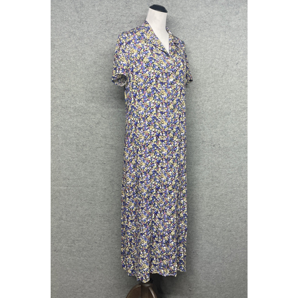VTG CDC Karen Desiree Floral Maxi Shirt Dress Womens 16 Button Front Cottagecore - Picture 4 of 9
